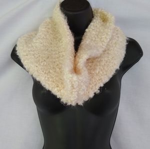 Fuzzy Cream Infinity Handmade Scarf